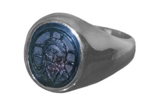 Bloodstone Ring Hand Carved Lord Jesus Signet Sterling Silver 925