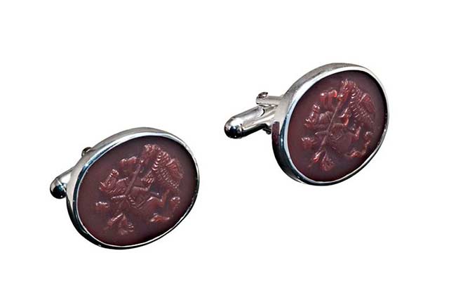 Custom red agate cufflinks
